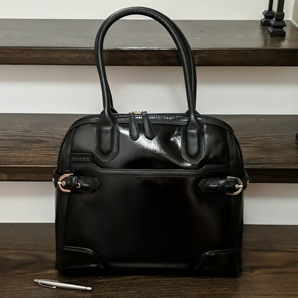 Patent leather laptop purse